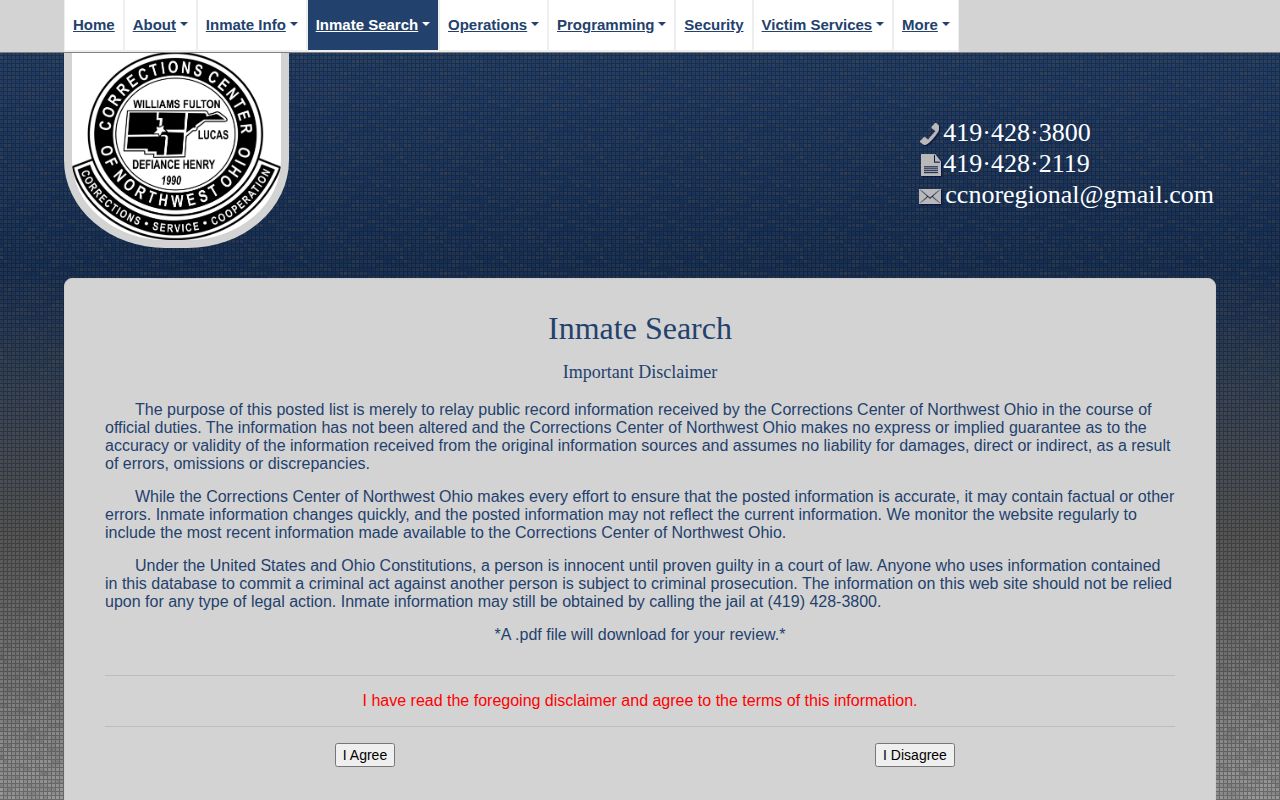 Fulton County released inmate search controls on the CCNO active custody site