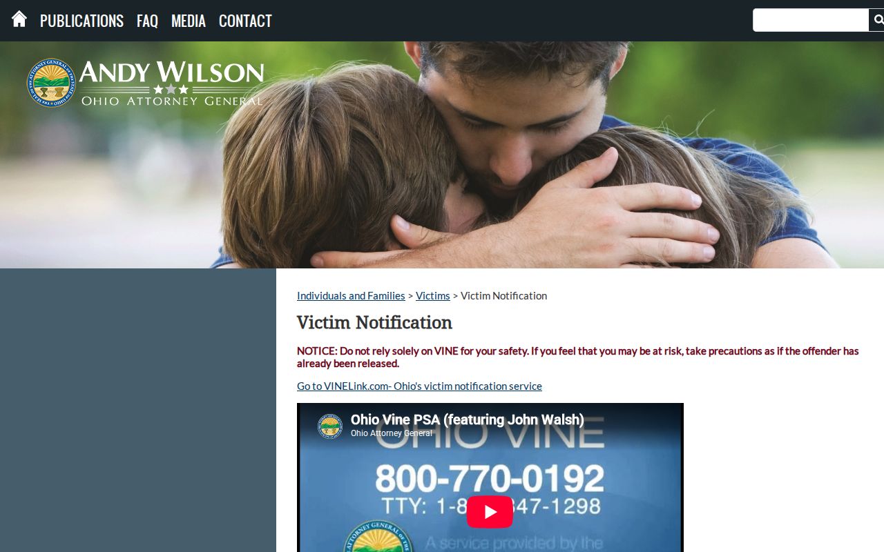 Official Ohio VINE coverage and warning for Fulton County release alerts